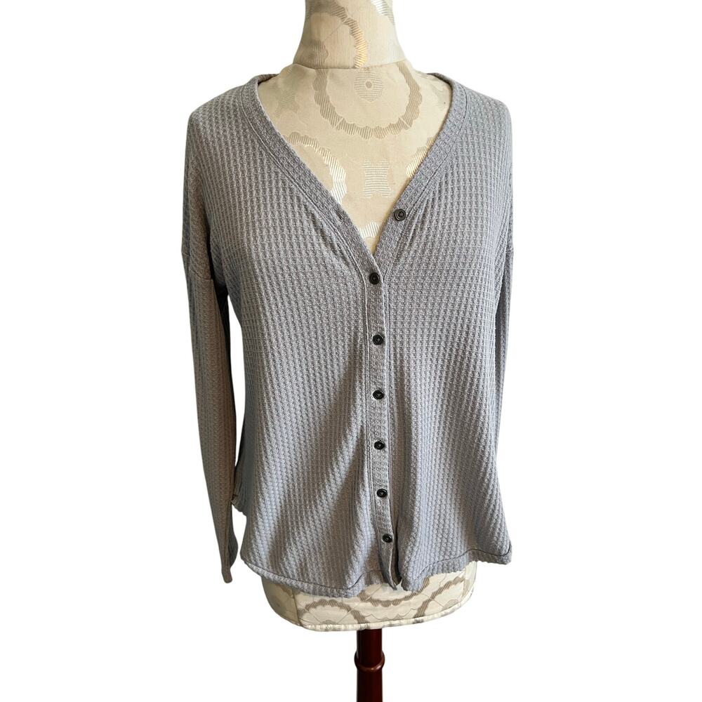 Mudd Button Up Gray Blouse Small
